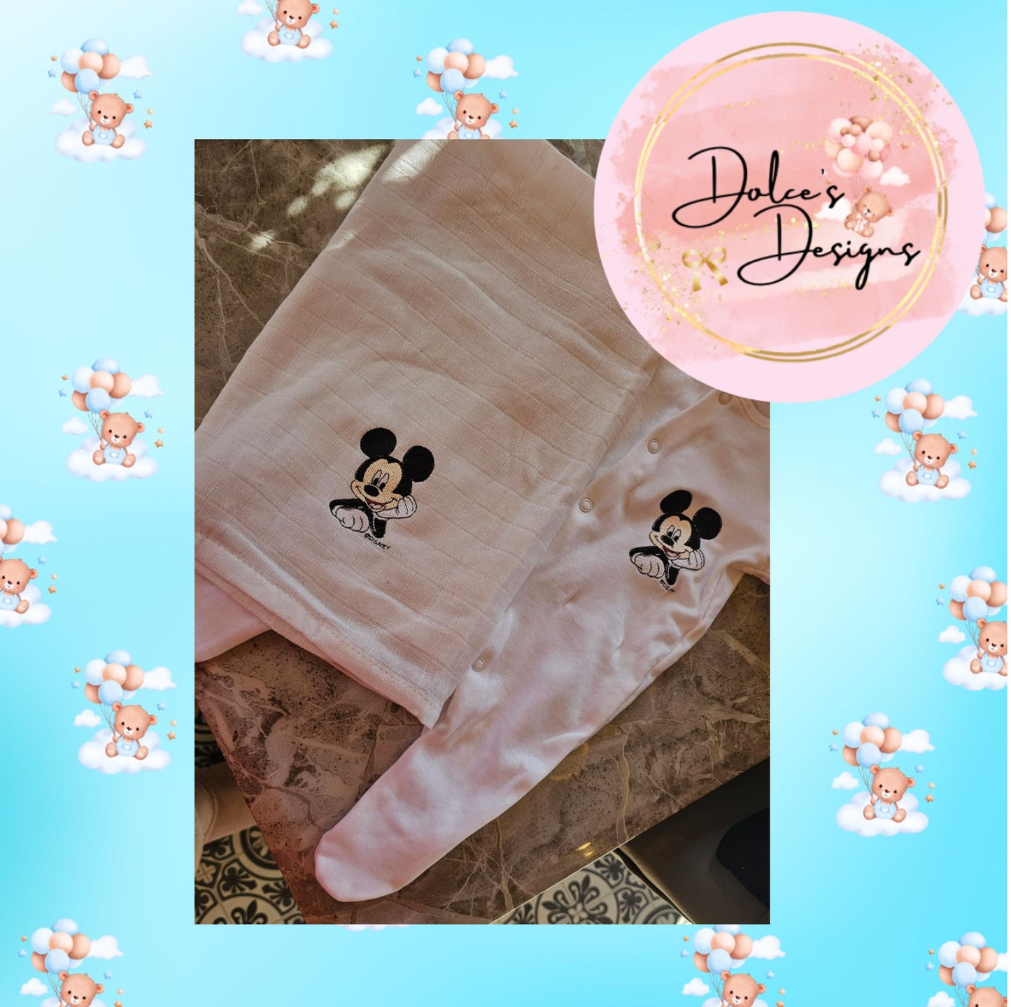 Mickey Babygrow & Muslin