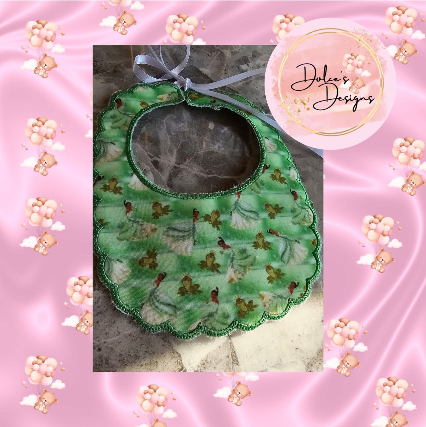 Princess & The Frog Handmade bib