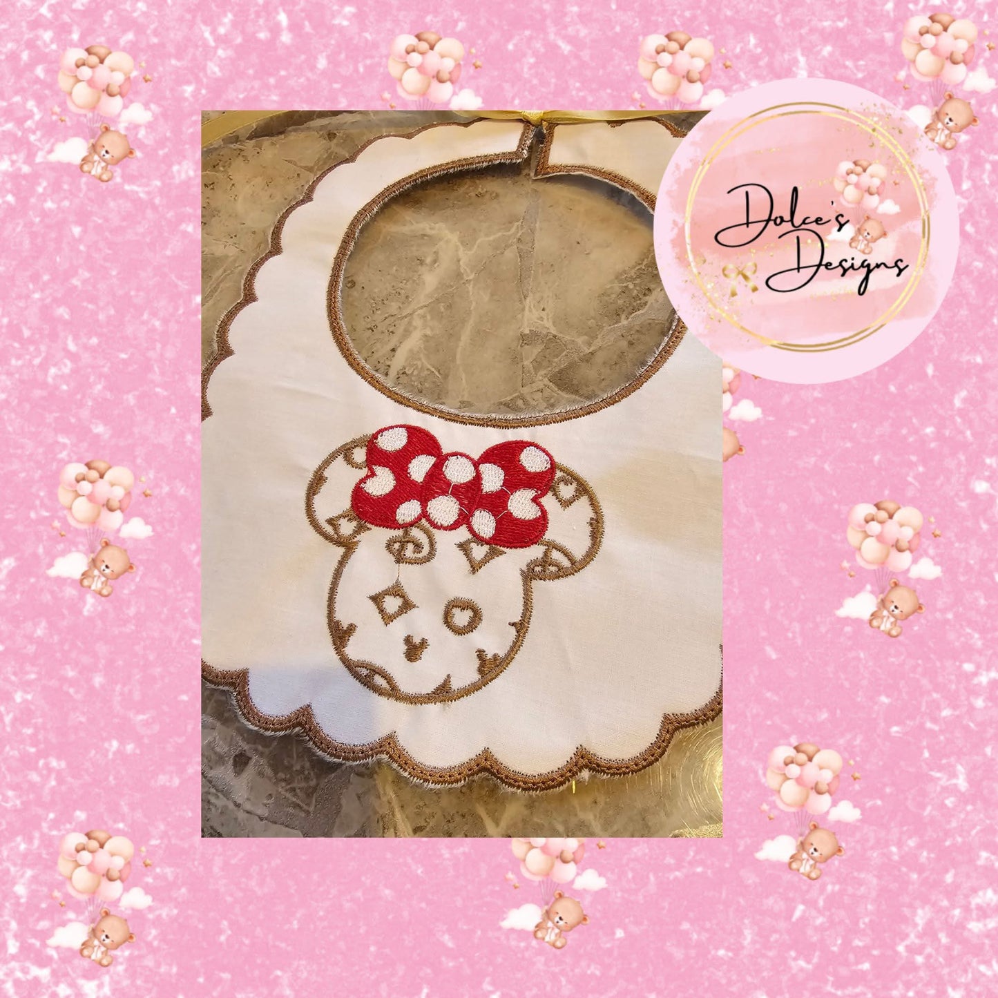 Minnie LV Handmade Bib
