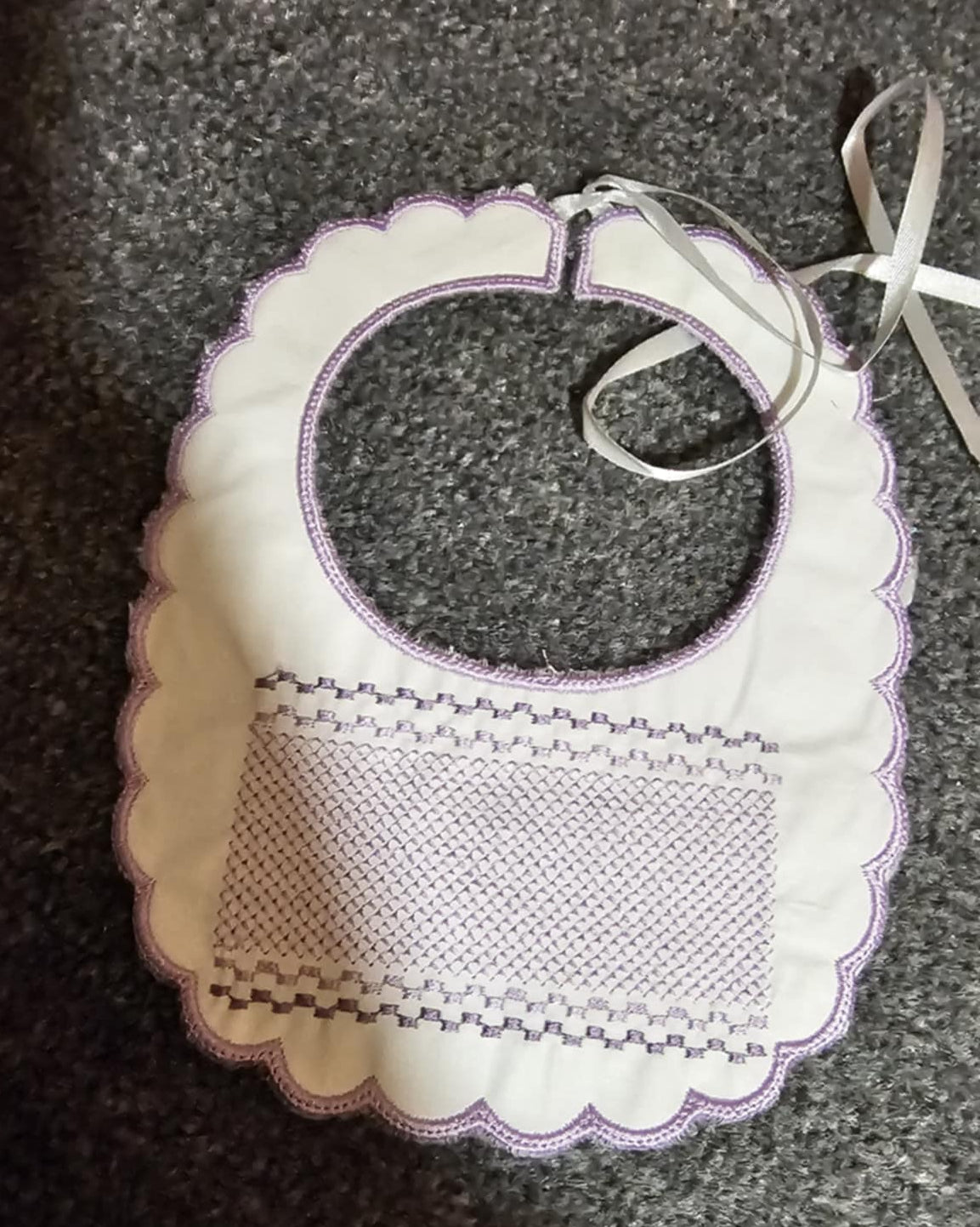 Purple Smocked Handmade Bib IN STOCK/READY TO POST