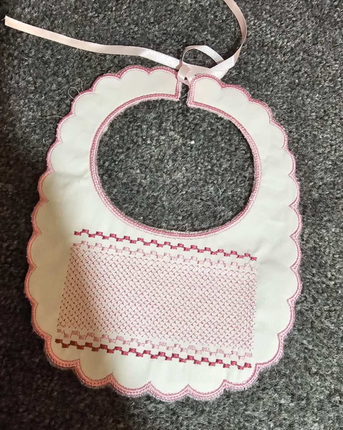 Pink Smocked Handmade Bib IN STOCK/READY TO POST