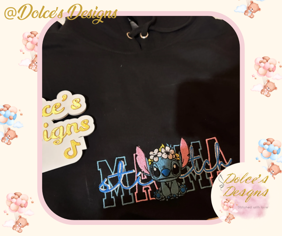 💙 Personalised Stitch Mama Hoodie | Embroidered Mum Sweatshirt