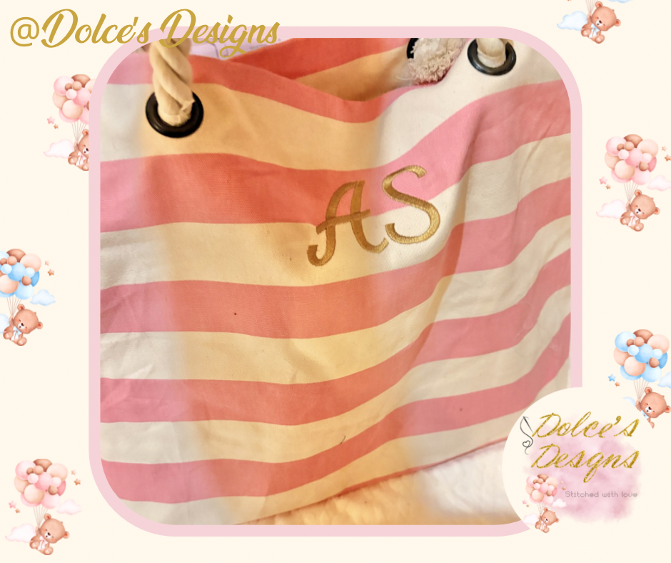 ✨ Personalised Initial Beach Bag | Embroidered Holiday Tote