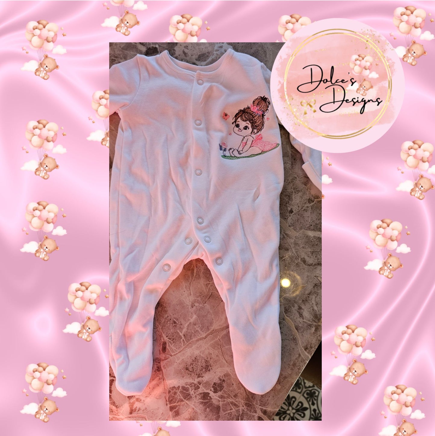 Sitting Girl Babygrow IN STOCK/ READY TO POST