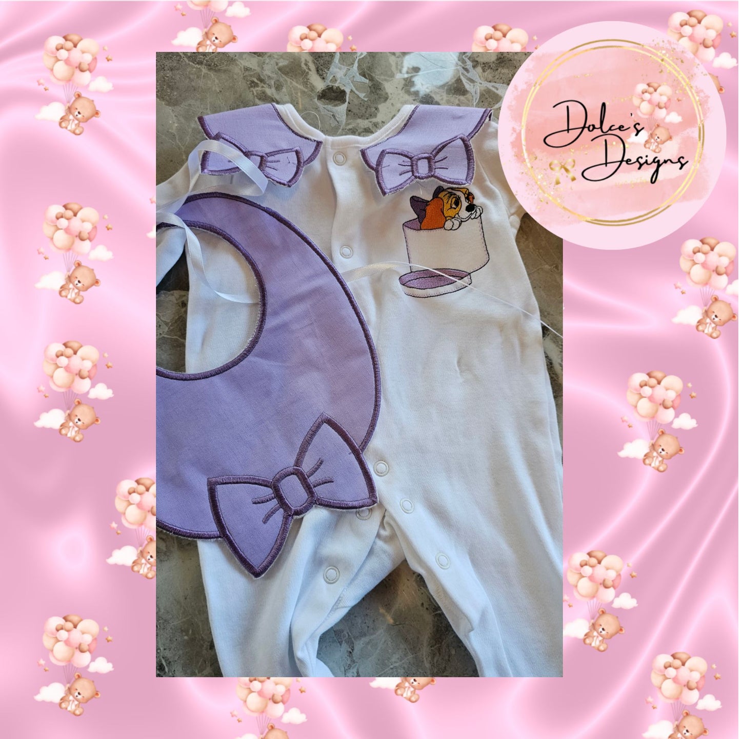 Purple Lady Bow Babygrow IN STOCK/ READY TO POST