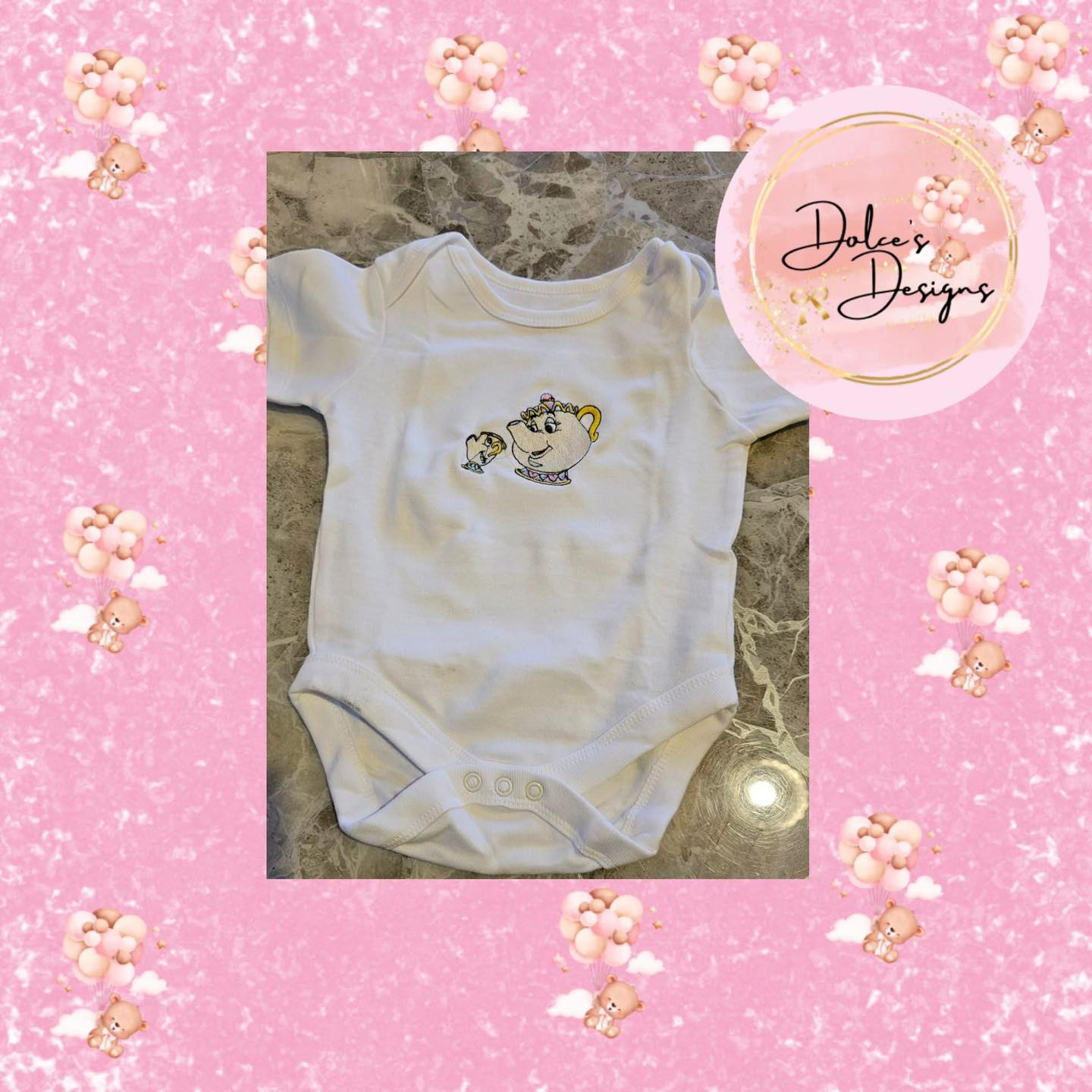 Mrs Potts Baby Vest IN STOCK/READY TO POST