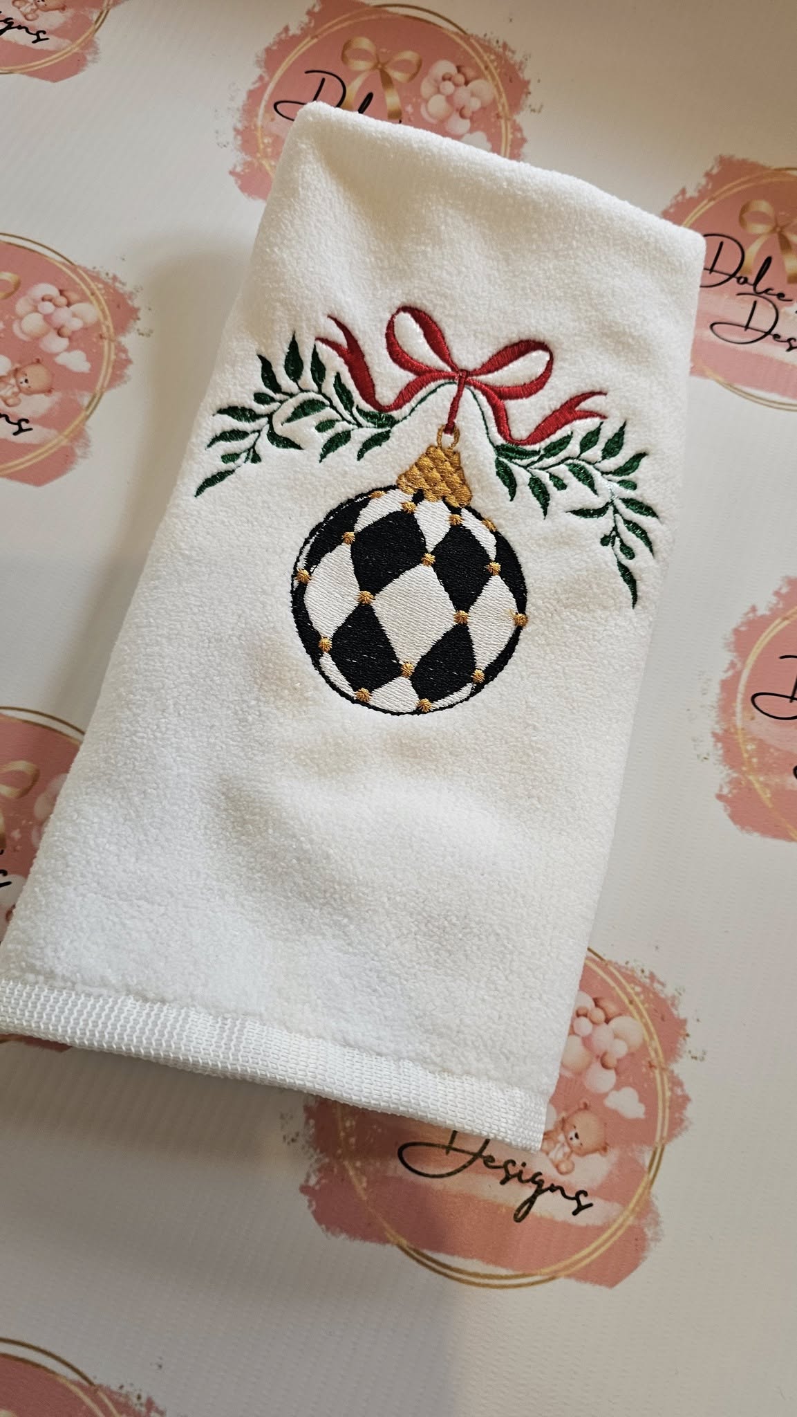 Christmas Bauble Mckenzie Check Tea Towel IN STOCK/ READY TO POST