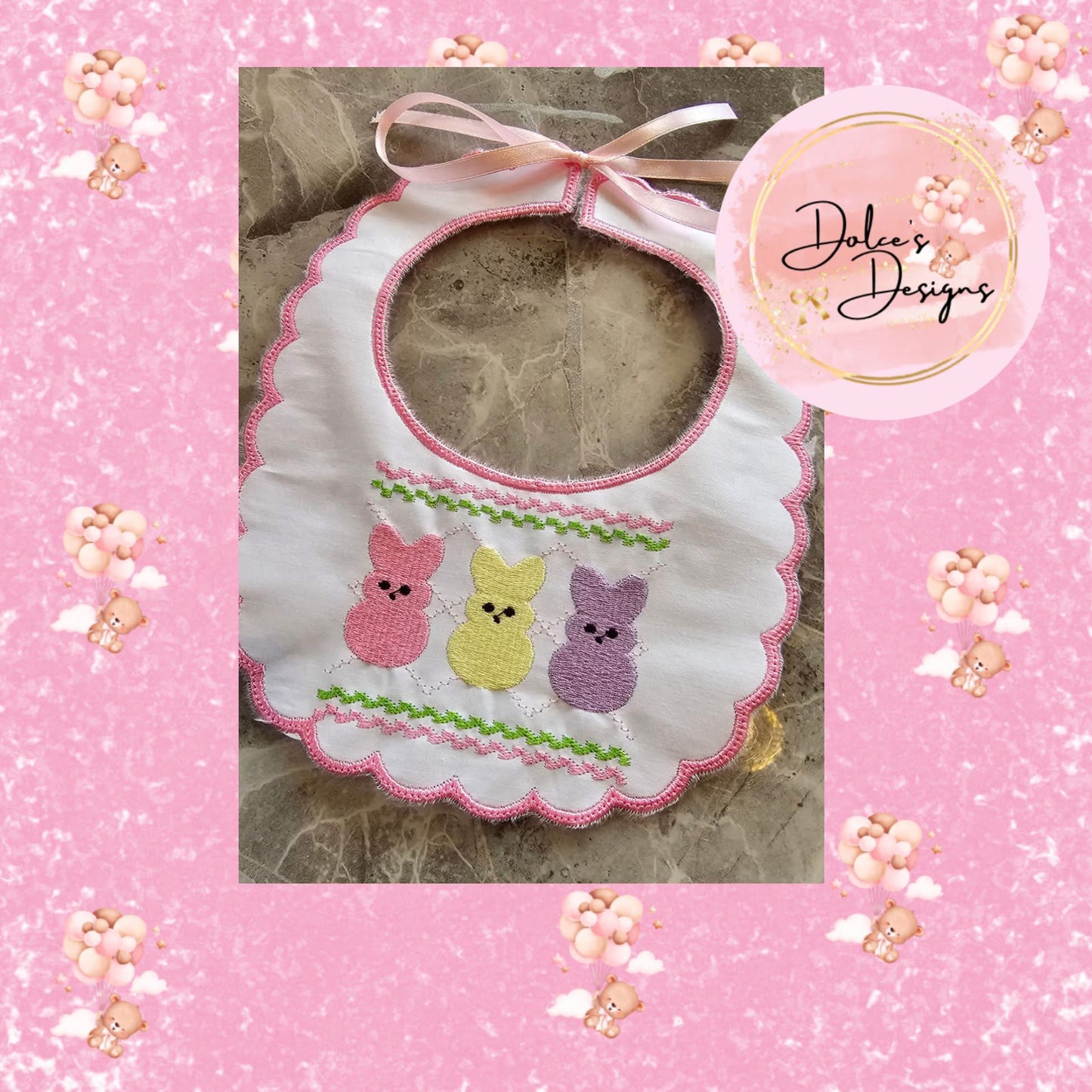 Smocked Design Easter Bib