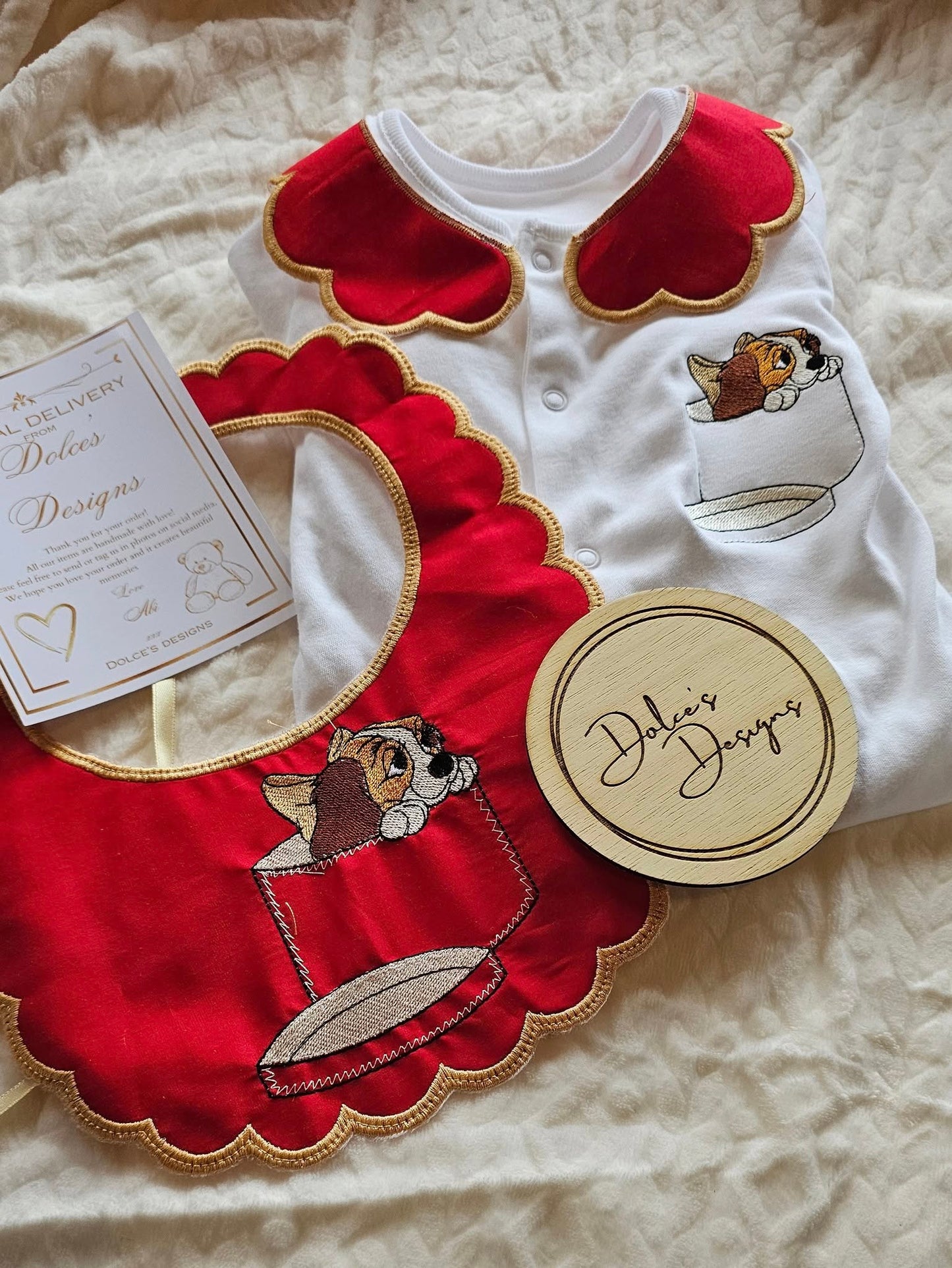 Red Lady Bow Set Babygrow & Bib