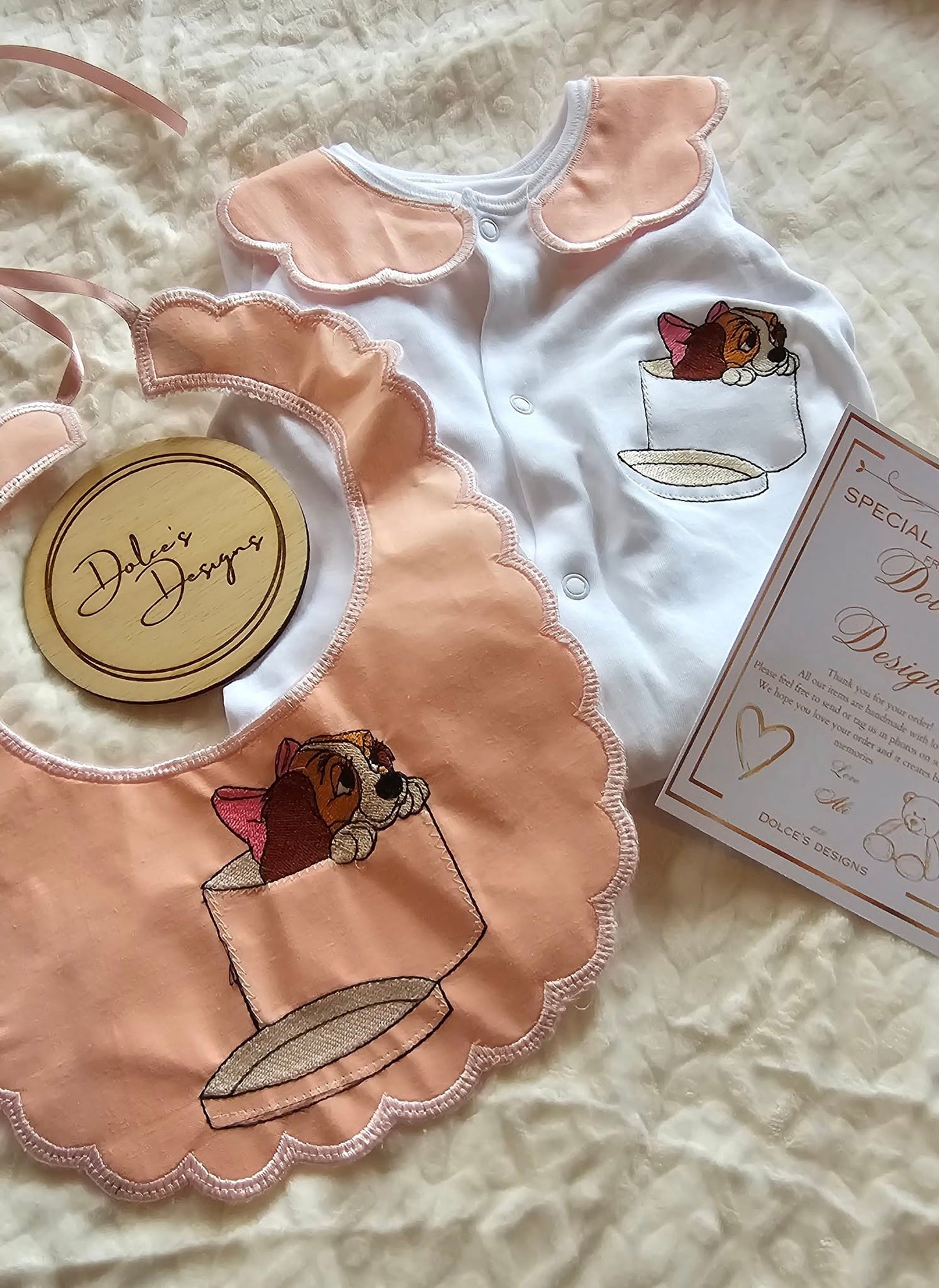 Pink Lady Bow Set Babygrow & Bib
