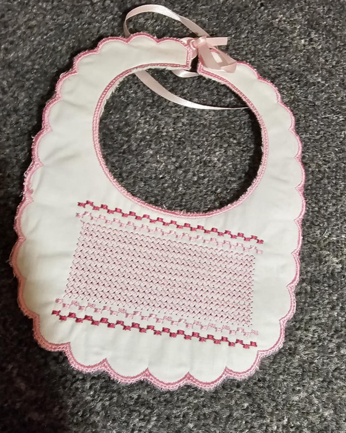 Pink Smocked Handmade Bib IN STOCK/READY TO POST