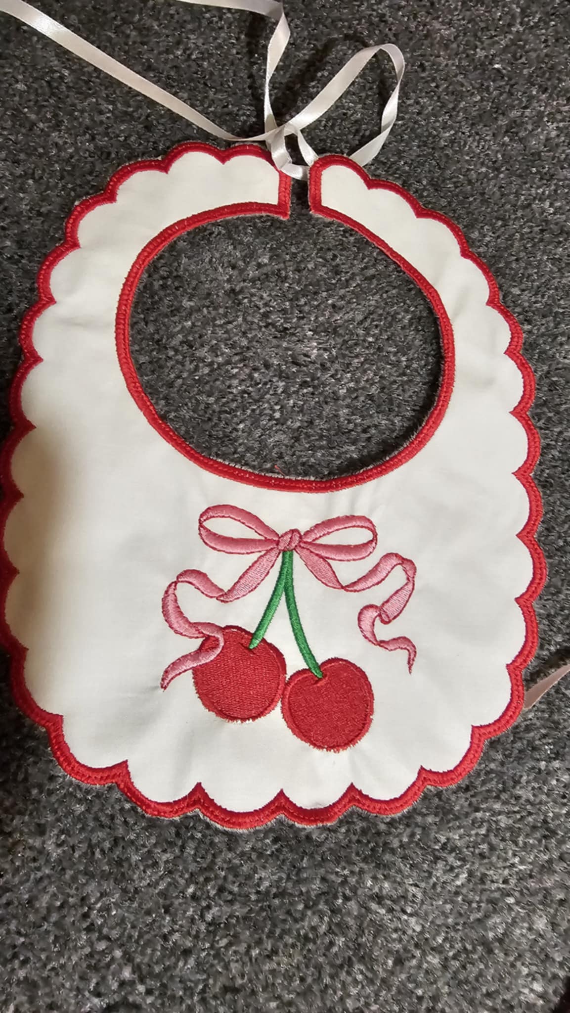 Handmade Cherries Bib IN STOCK/READY TO POST