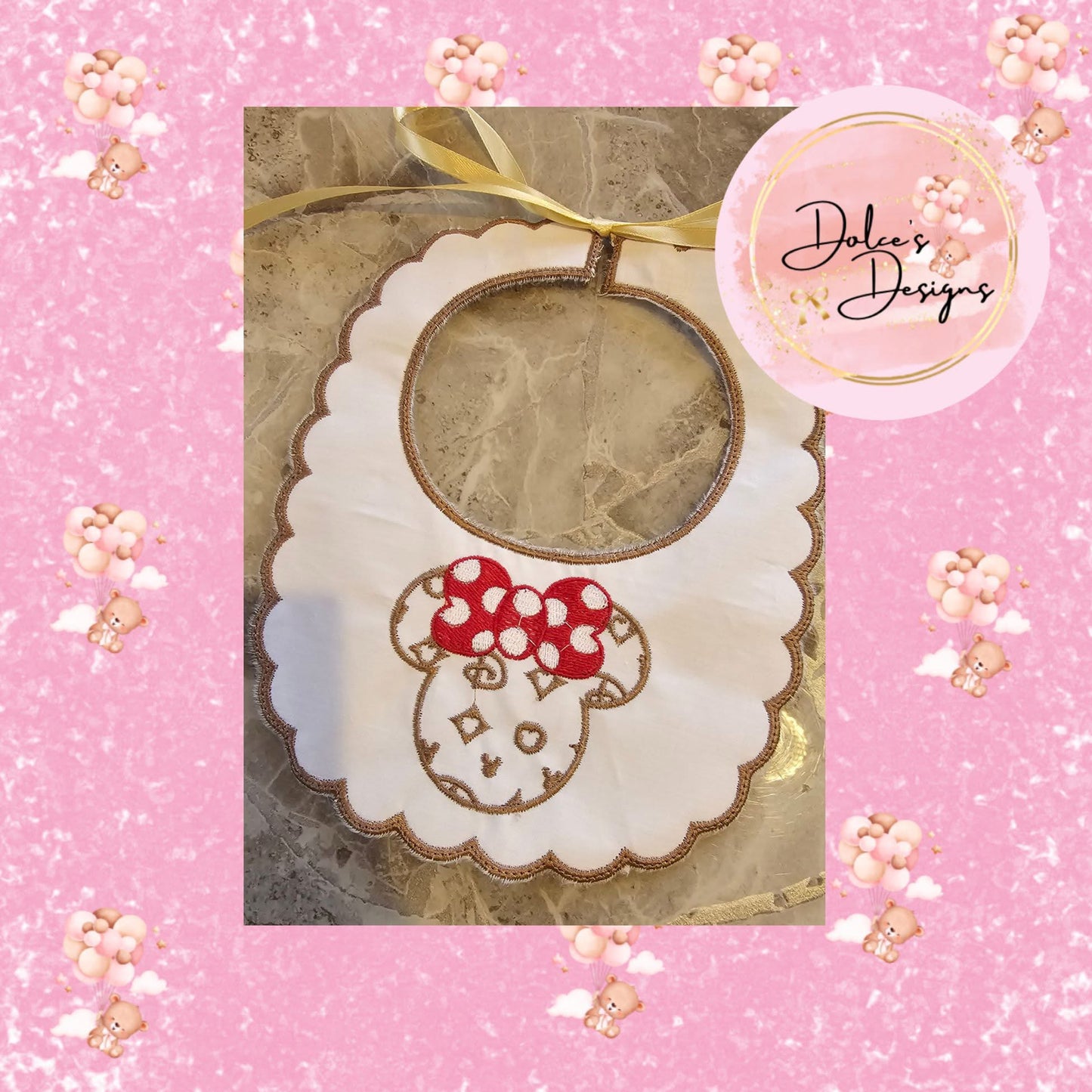 Minnie LV Handmade Bib