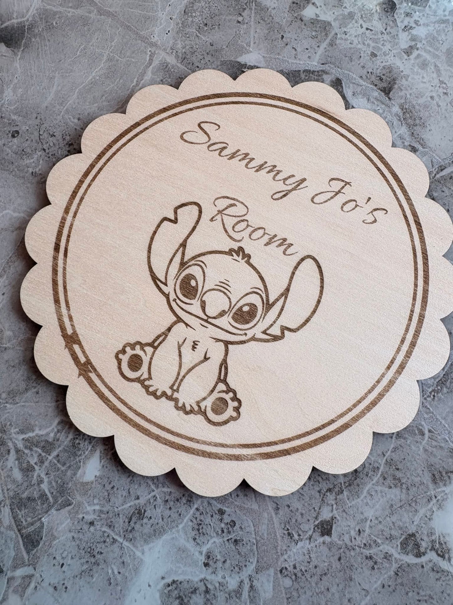 Personalised Stitch Bedroom Door Sign – Custom Wooden Name Plaque | Nursery, Bedroom & Playroom Decor