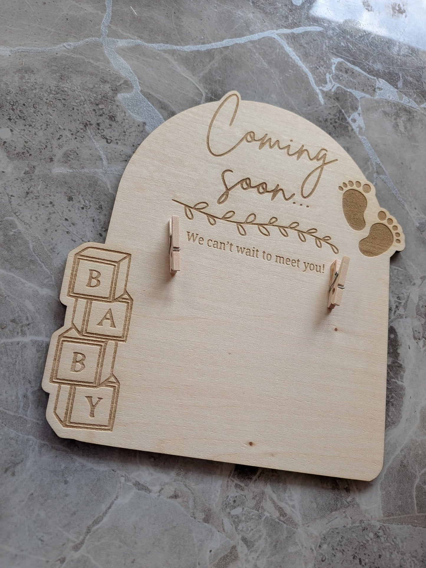 Coming Soon Baby Scan Photo Frame | Wooden Pregnancy Keepsake Plaque