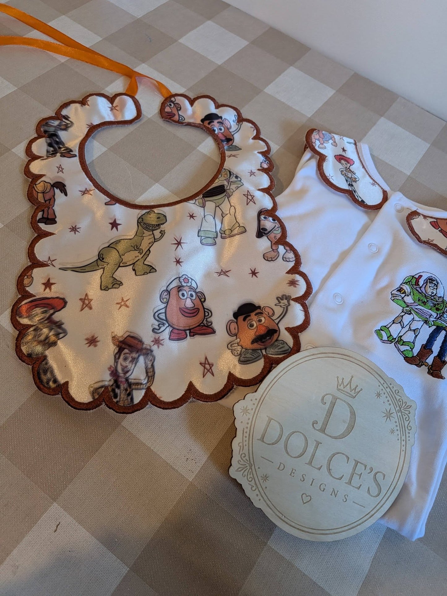 Toy Story 2 Piece Baby Set | Personalised Toy Story Babygrow Bib & Muslin Set