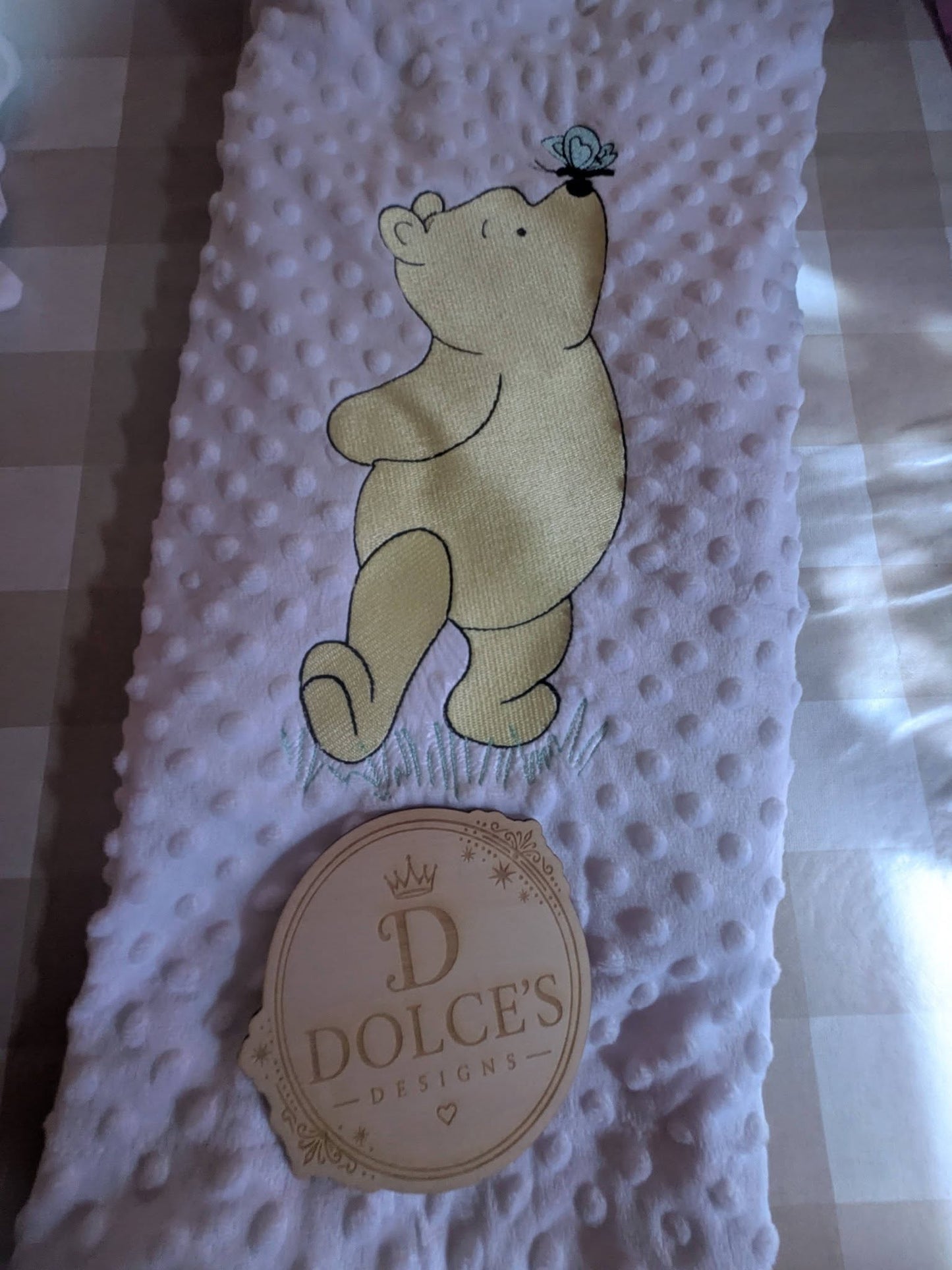 Luxury Classic Bear Embroidered Baby Blanket | Soft White Minky Pram Blanket | Personalised Baby Blanket | New Baby Gift