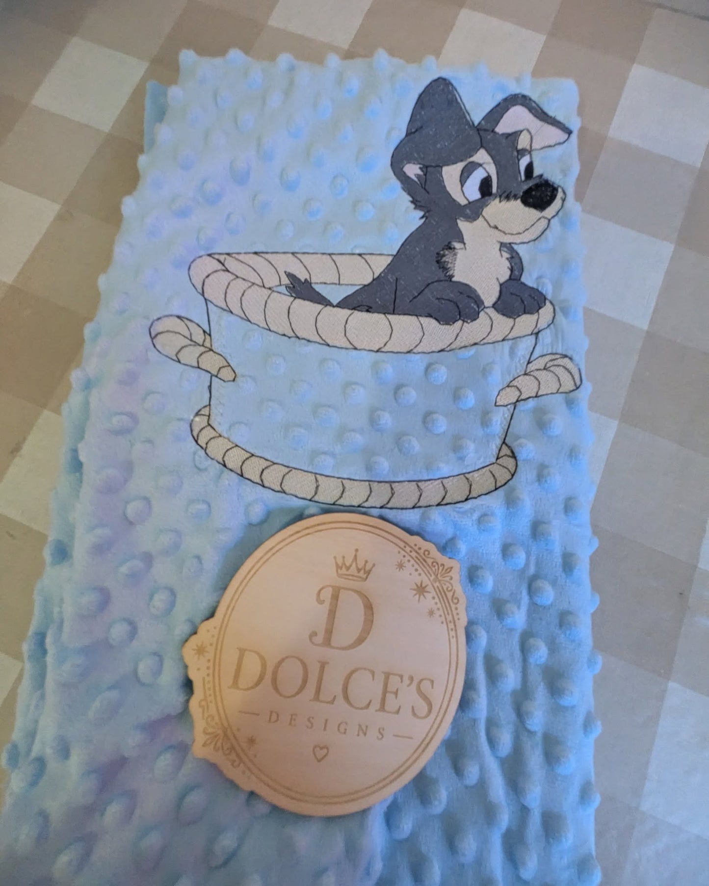Tramp Inspired Baby Blanket – Blue Embroidered Soft Textured Blanket