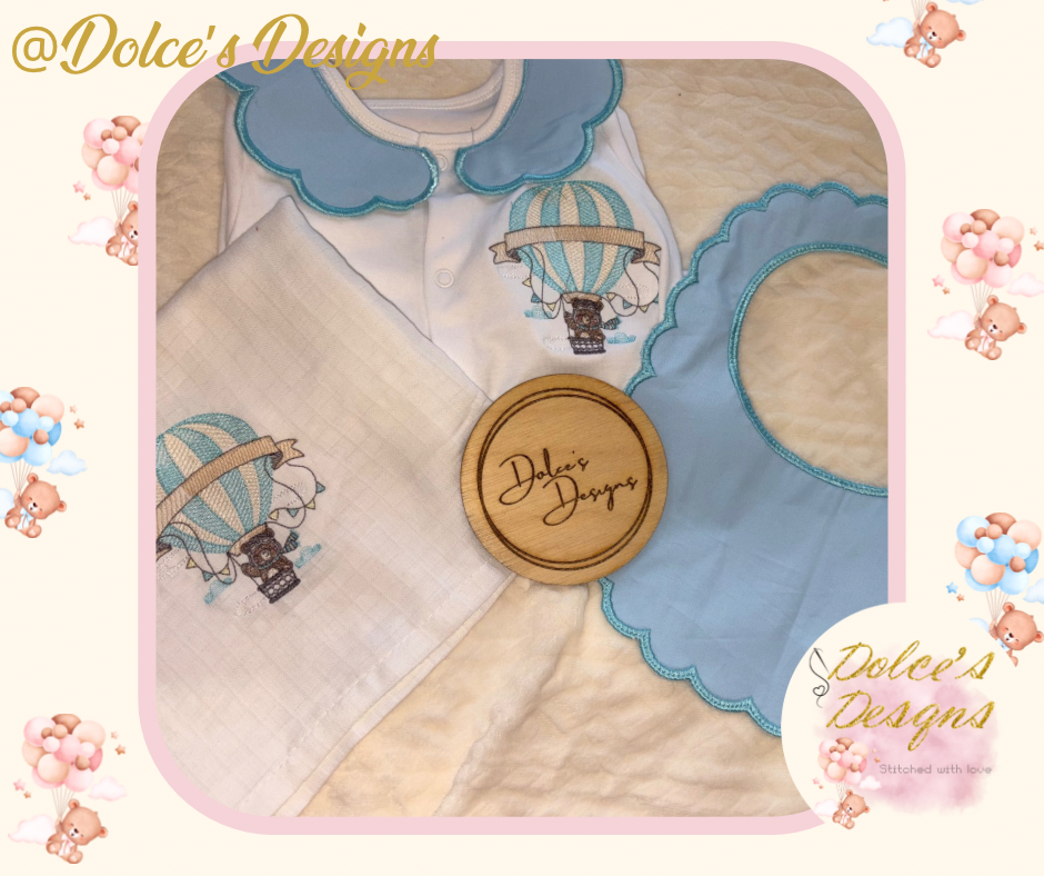 Baby Blue Hot Air Balloon 3pc Set