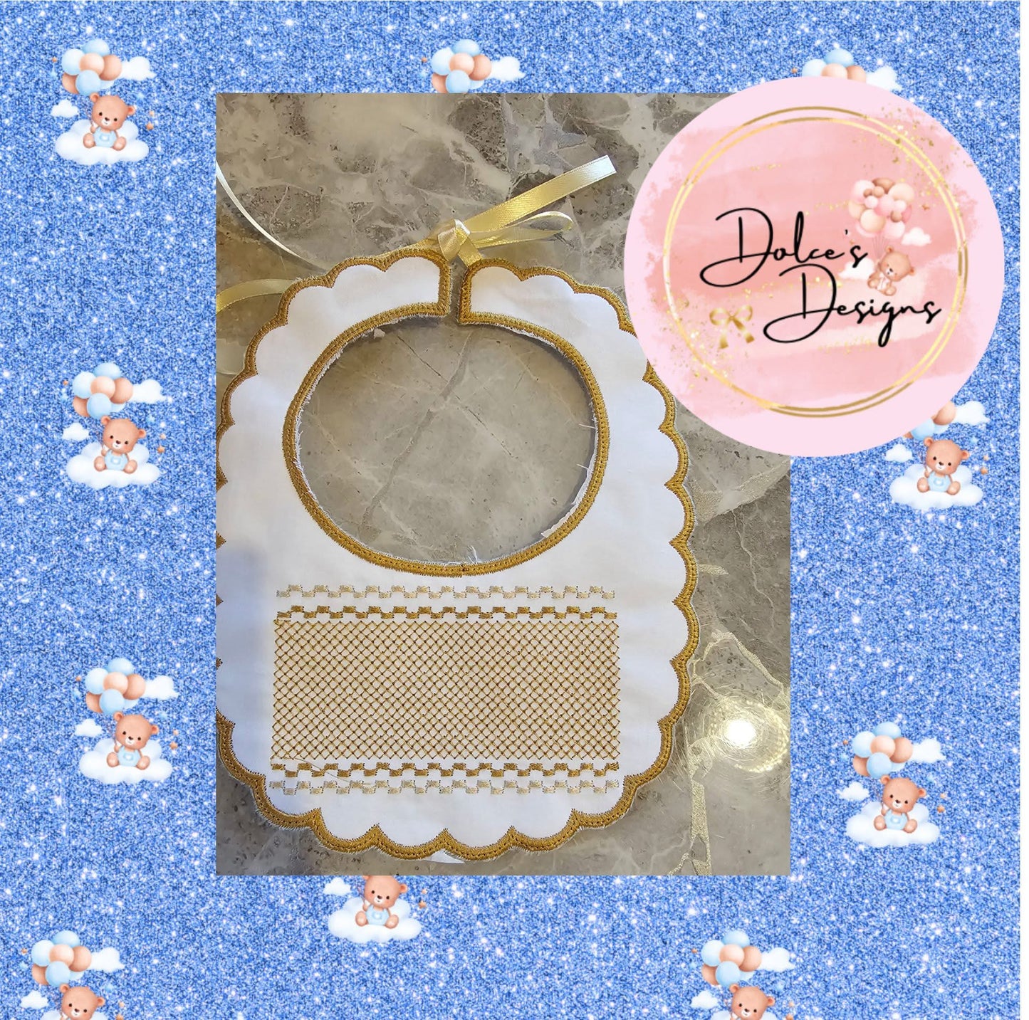 Smocked Effect Handmade Bib