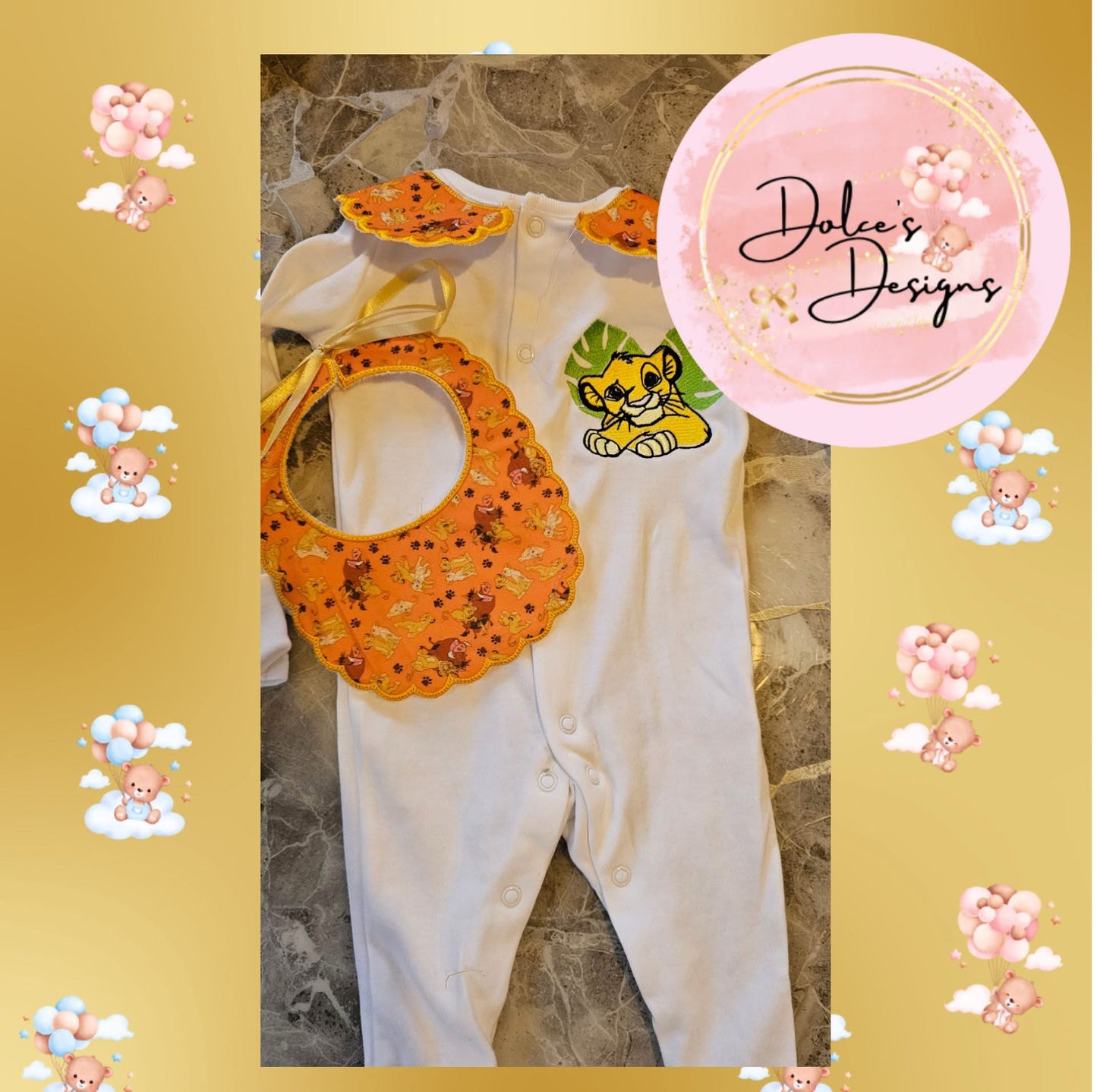 Lion King Babygrow & Bib Set Cartoon