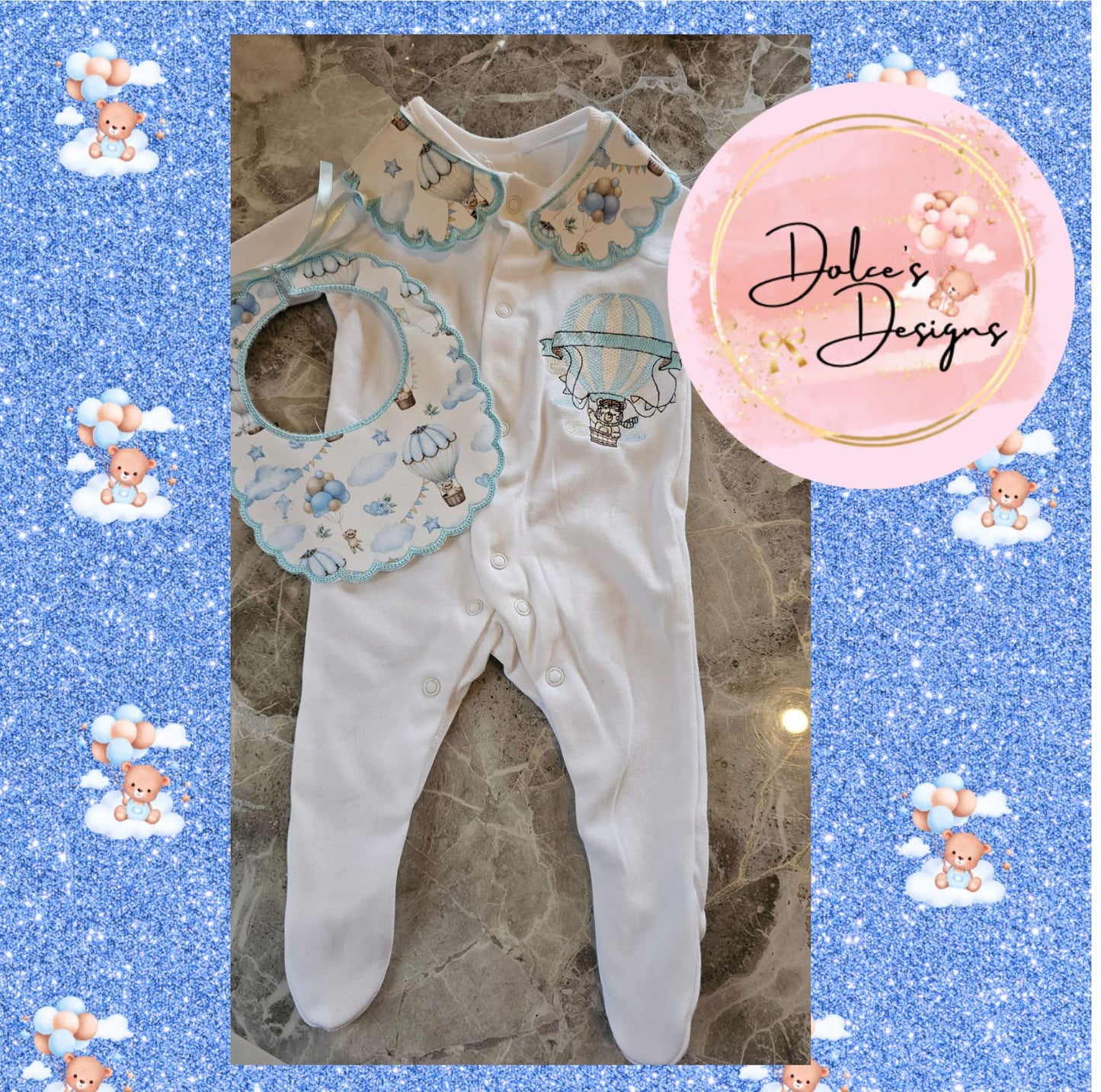 Hot Air Balloon Babygrow with Collars set
