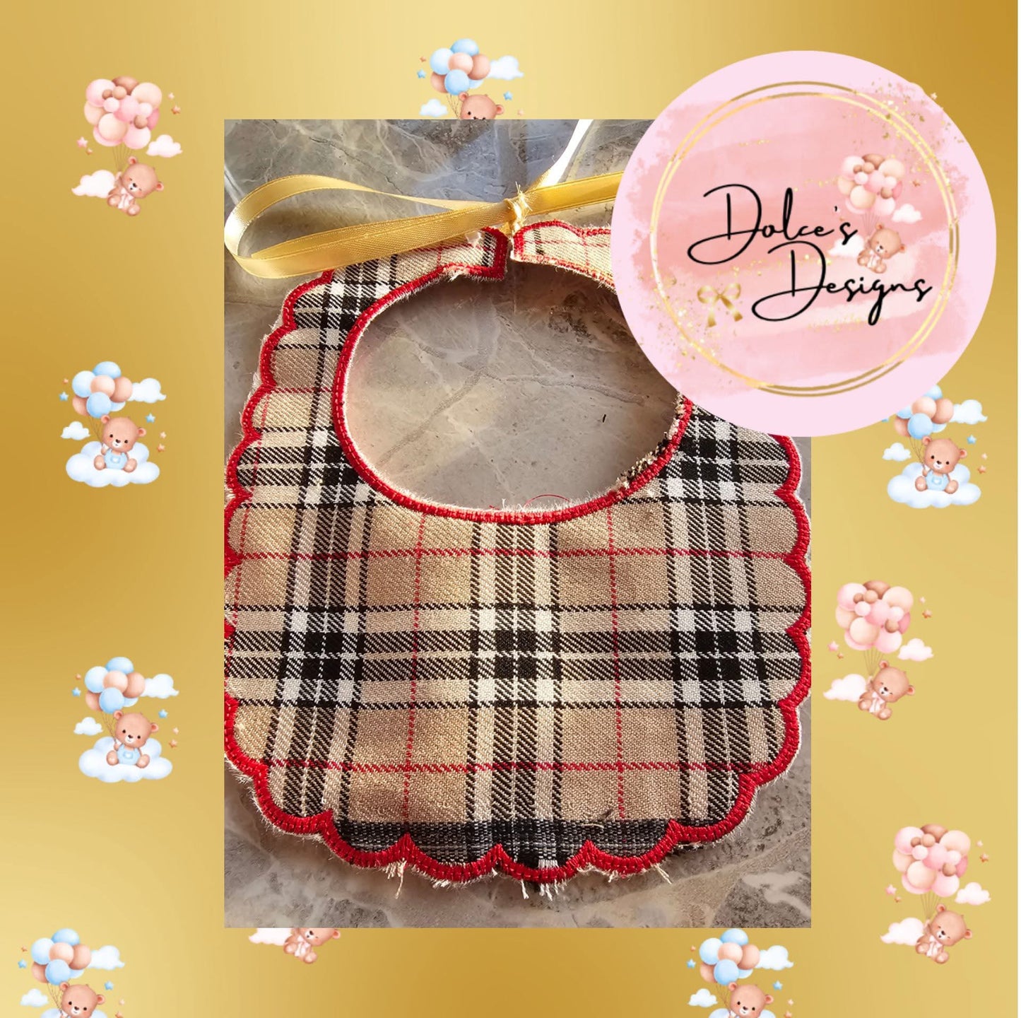 Burberry Style Handmade Bib
