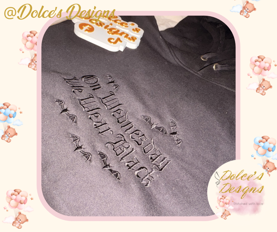 š¤ On Wednesdays We Wear Black Hoodie | Embroidered Mum Sweatshirt