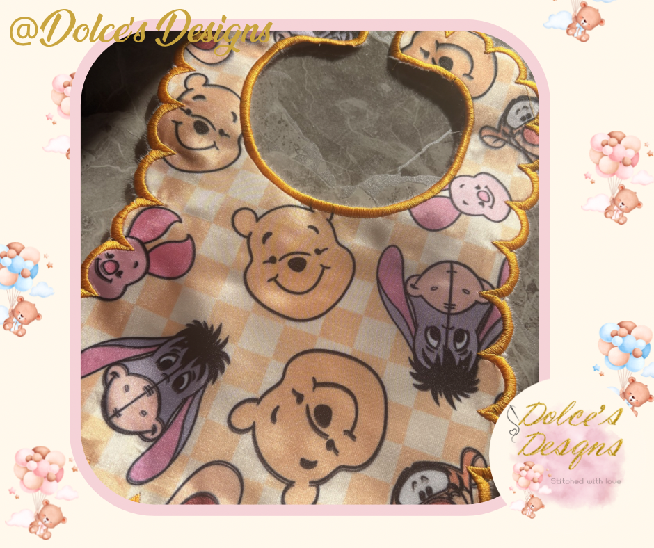 Winnie the Pooh Inspired Handmade Baby Bib