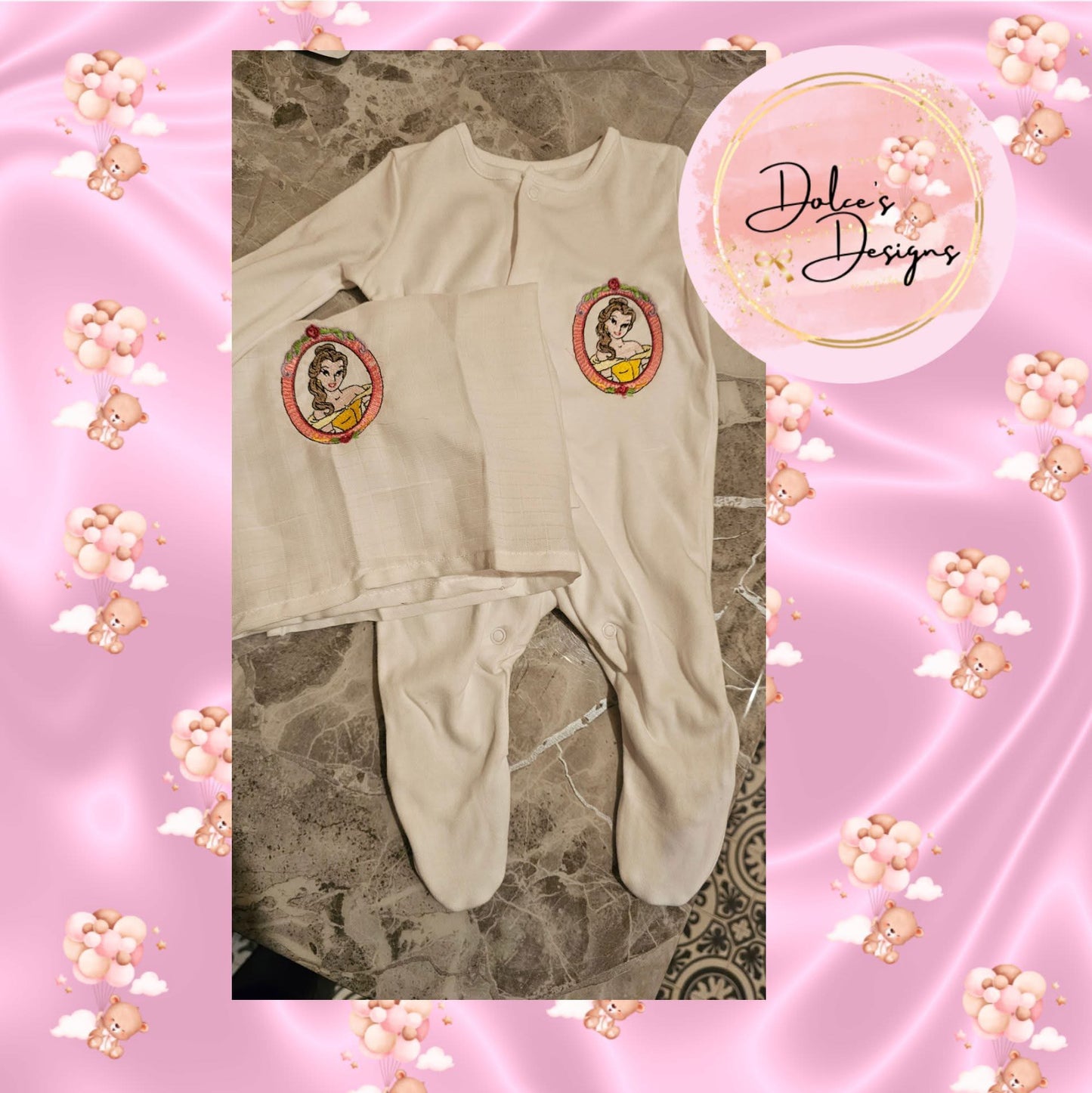 Belle Babygrow & Muslin Set
