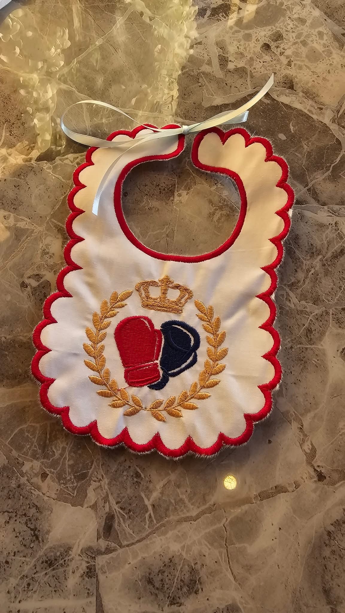Boxing Gloves Handmade Bib
