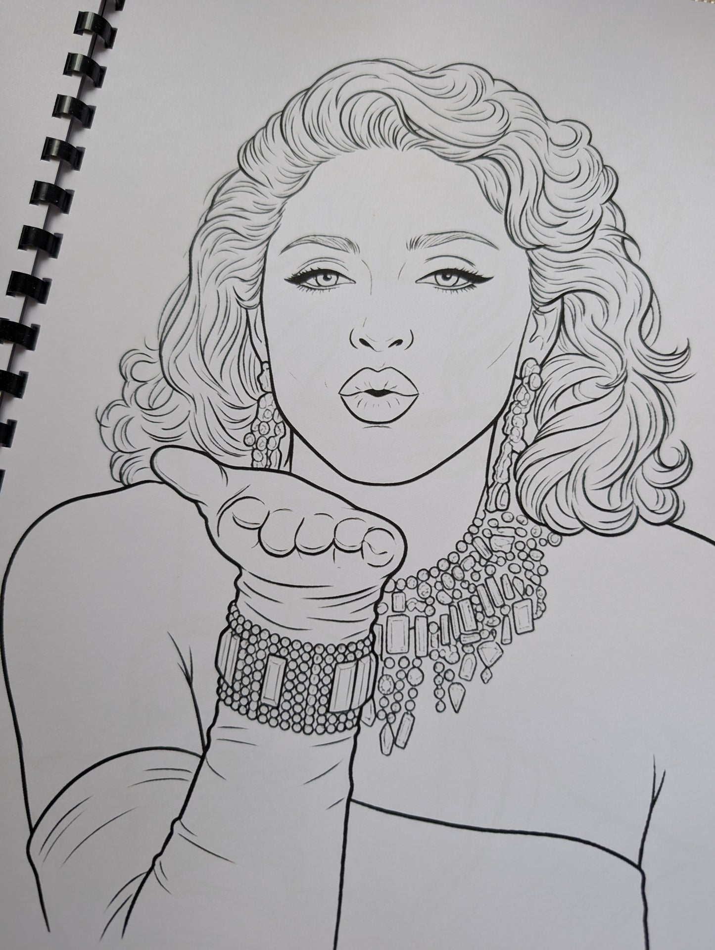 Madonna Colouring Book – Inspired Pop Icon Colouring Book | 20+ Pages Celebrating a Music Legend