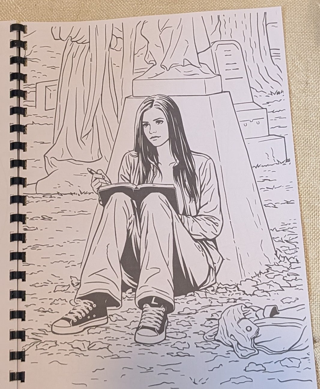 The Vampire Diaries colouring book Elena writing page