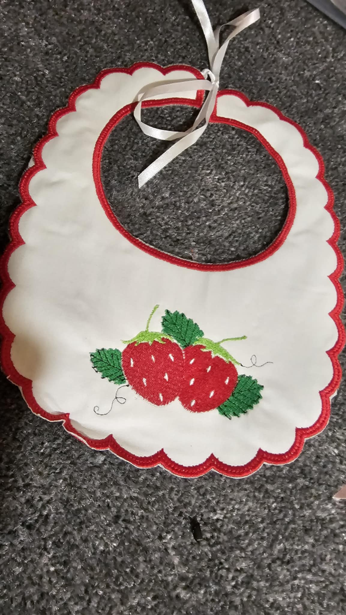 Handmade Strawberry Bib IN STOCK/READY TO POST