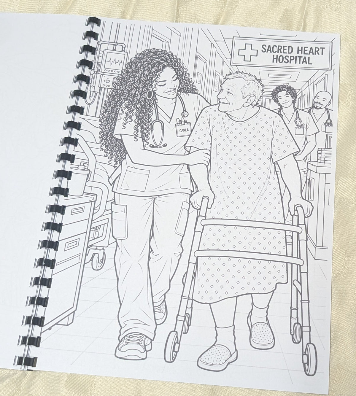 Scrubs Sacred Heart Hospital themed colouring book sample artwork