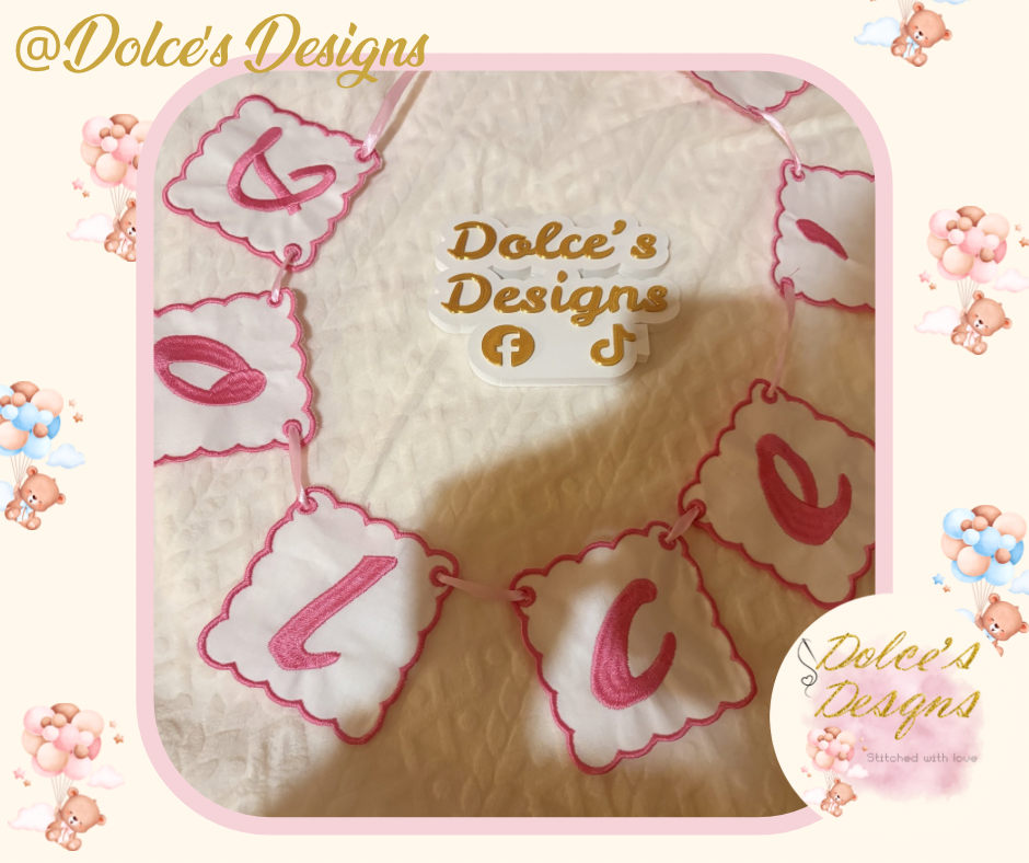 🎀 Personalised Embroidered Name Bunting