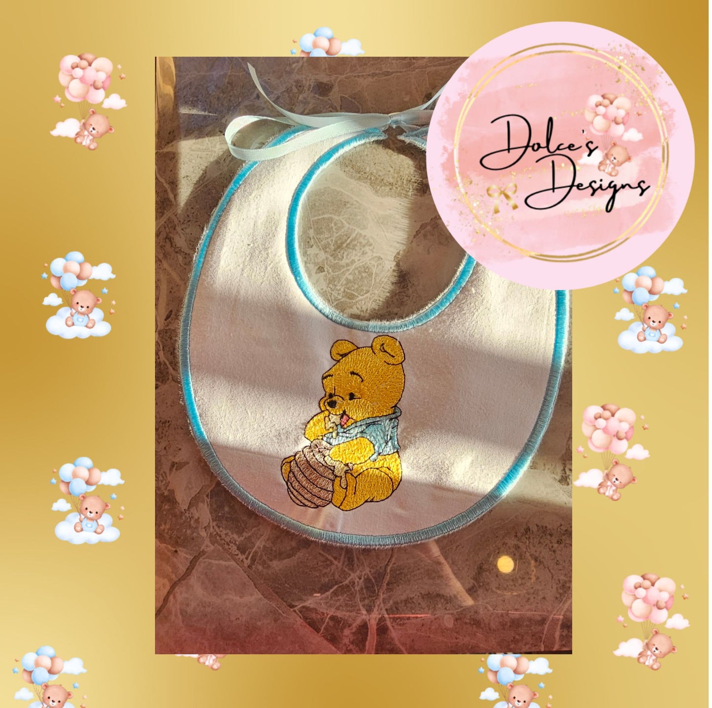 Winnie the Pooh Handmade Bib Blue