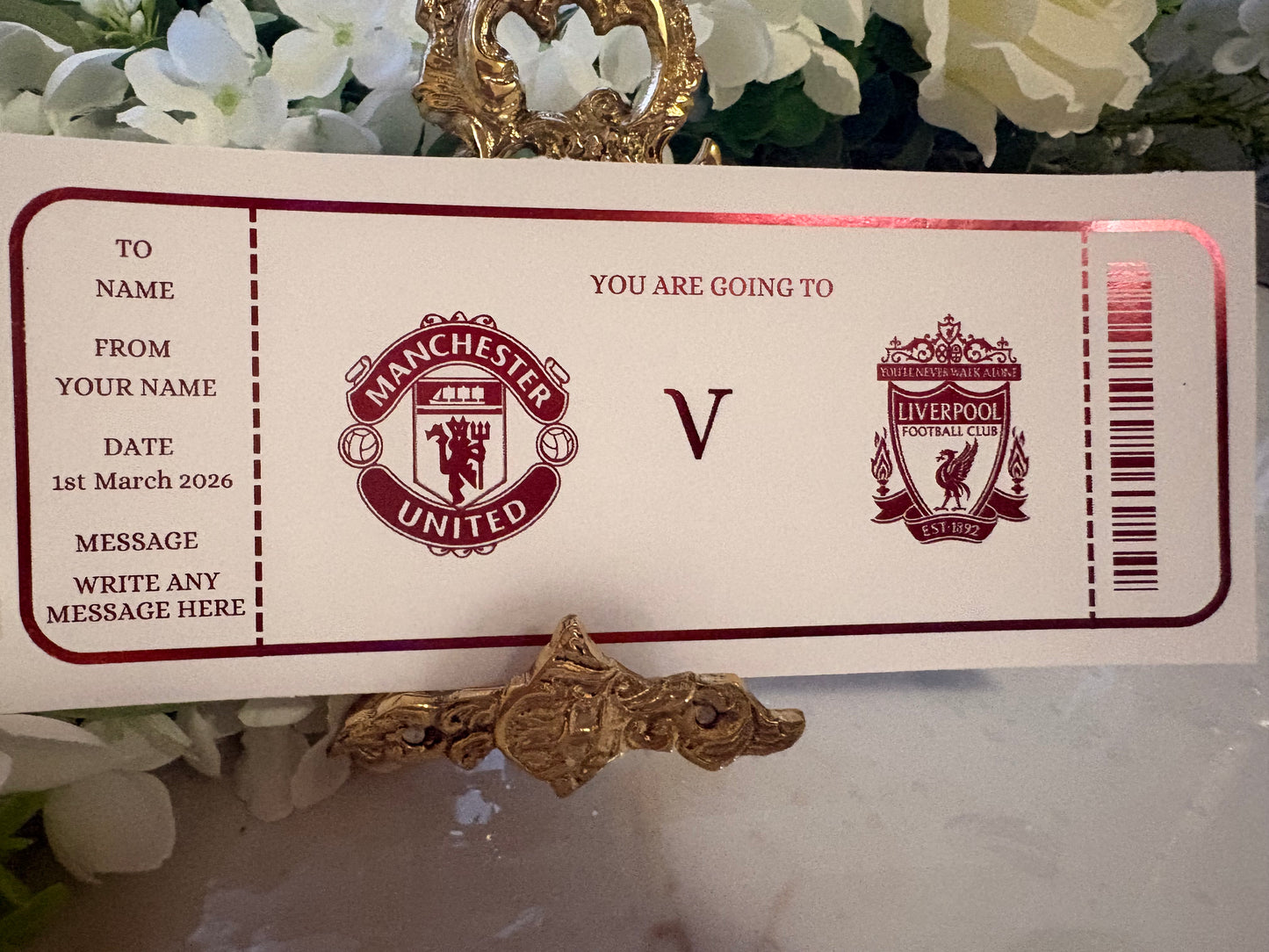 Personalised Football Match Foil Ticke