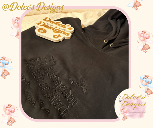 🖤 On Wednesdays We Wear Black Hoodie | Embroidered Mum Sweatshirt