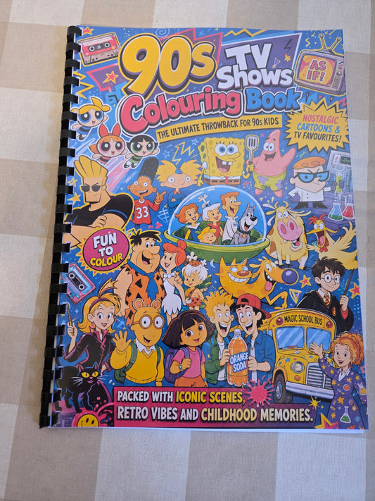 90s TV Shows Colouring Book – A4 Printed Retro Nostalgia Colouring Book