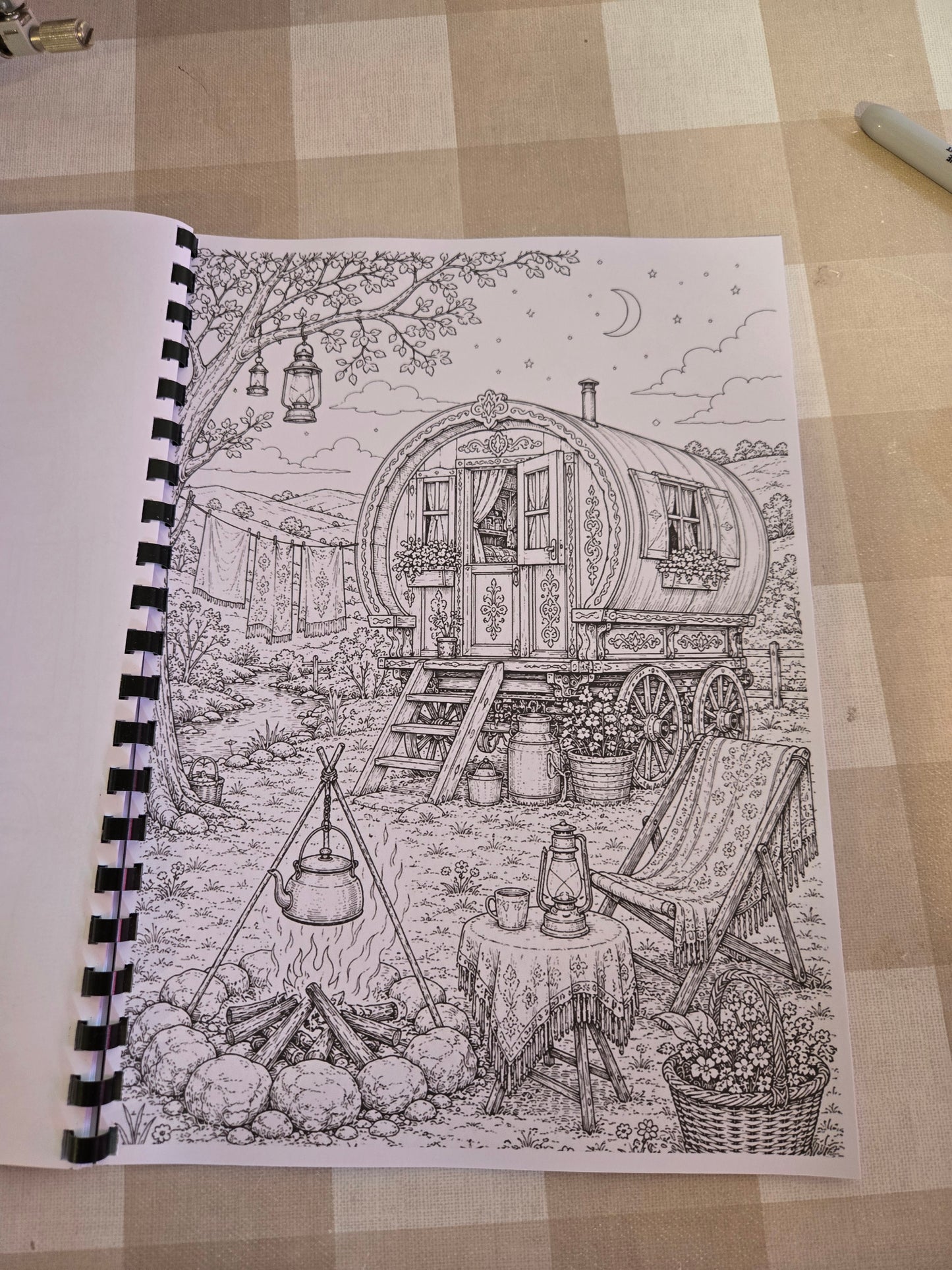 Gypsy Wagons & Horses Colouring Book – A4 Printed Traveller Heritage Colouring Book