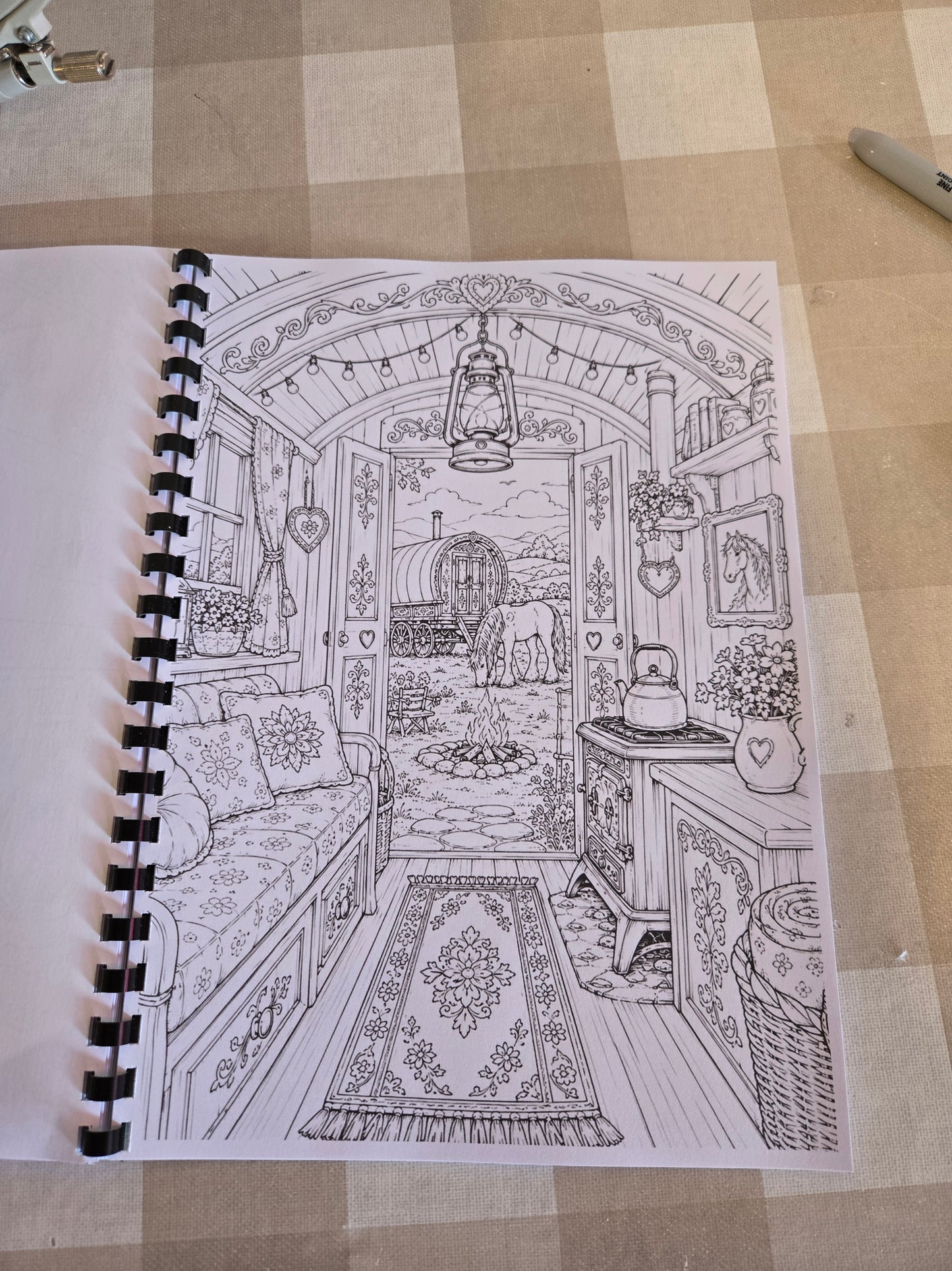 Gypsy Wagons & Horses Colouring Book – A4 Printed Traveller Heritage Colouring Book