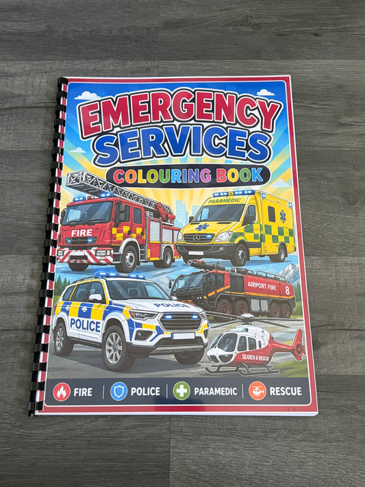 Emergency Services Colouring Book | Police Firefighter Ambulance Paramedic Gift