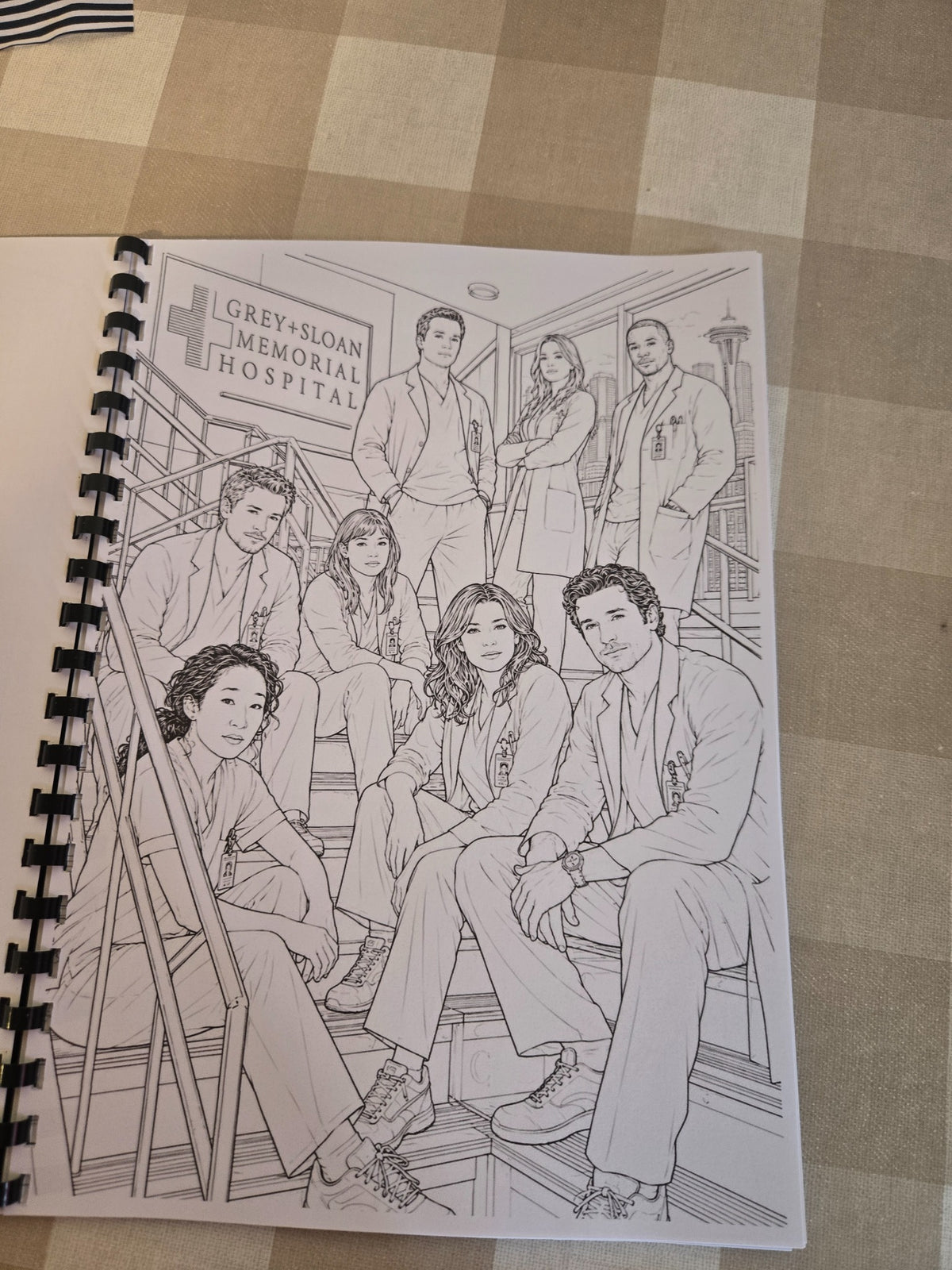 New Grey's Anatomy colouring book Grey Sloan cast page