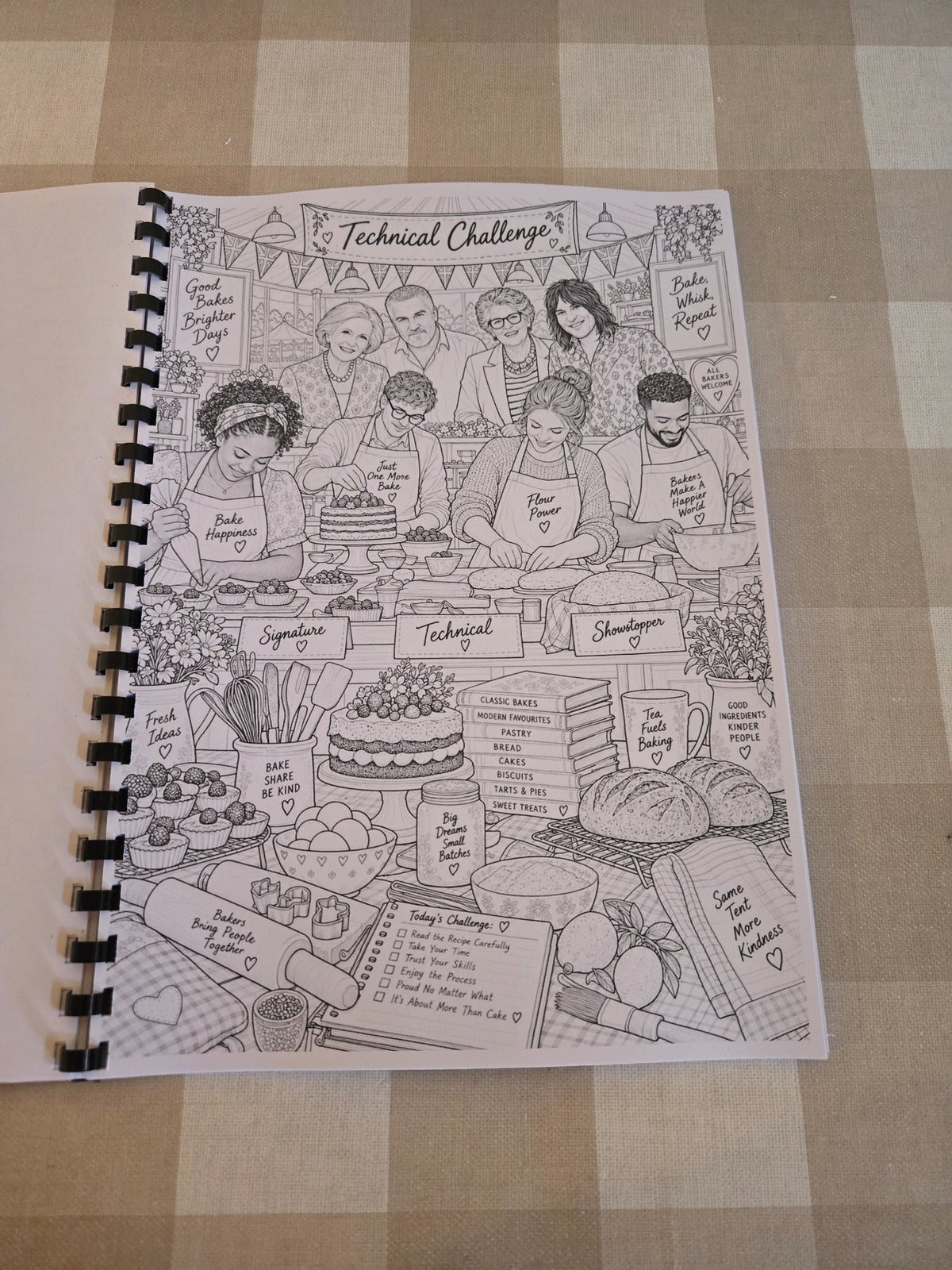 Great British Bake Off technical challenge colouring page