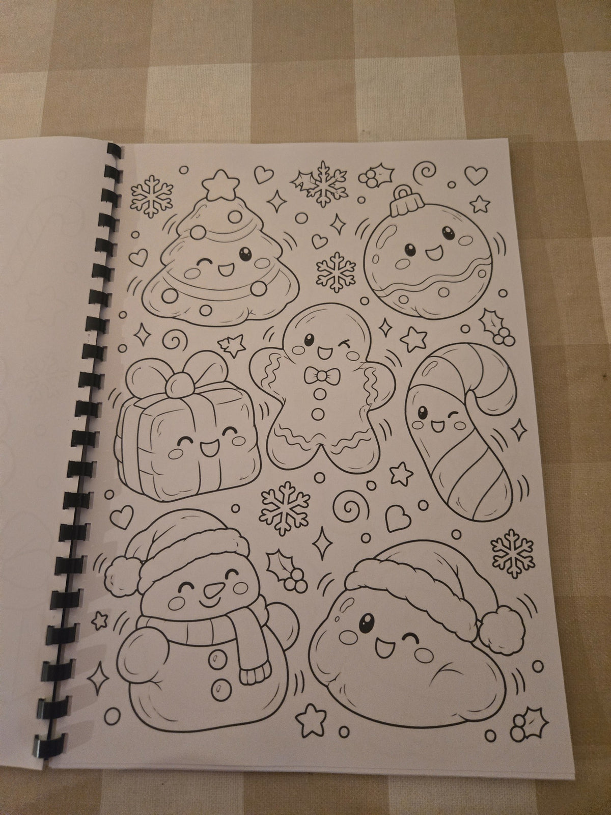 Christmas Squishie colouring book cute festive characters page