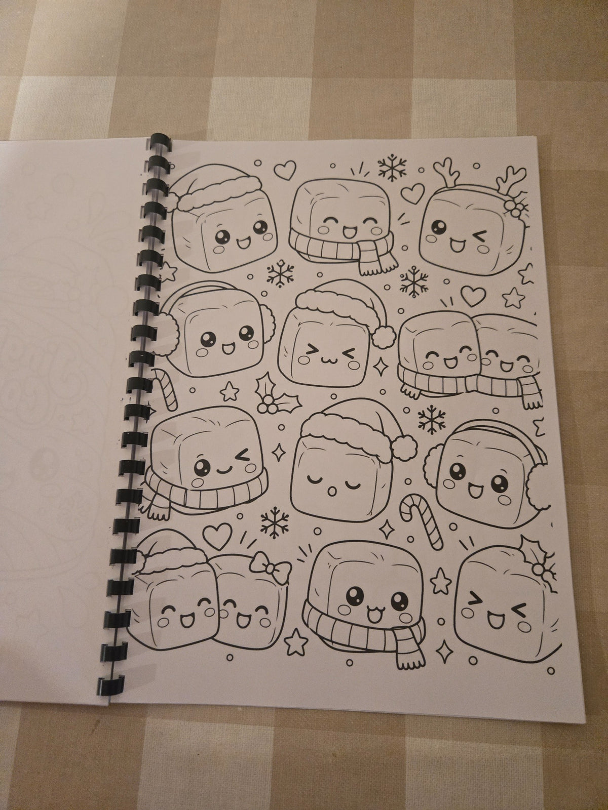 Christmas Squishie colouring book cute winter squishy faces page