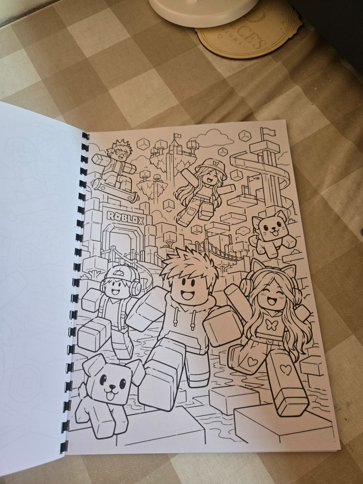 Roblox colouring book inside page obstacle course scene