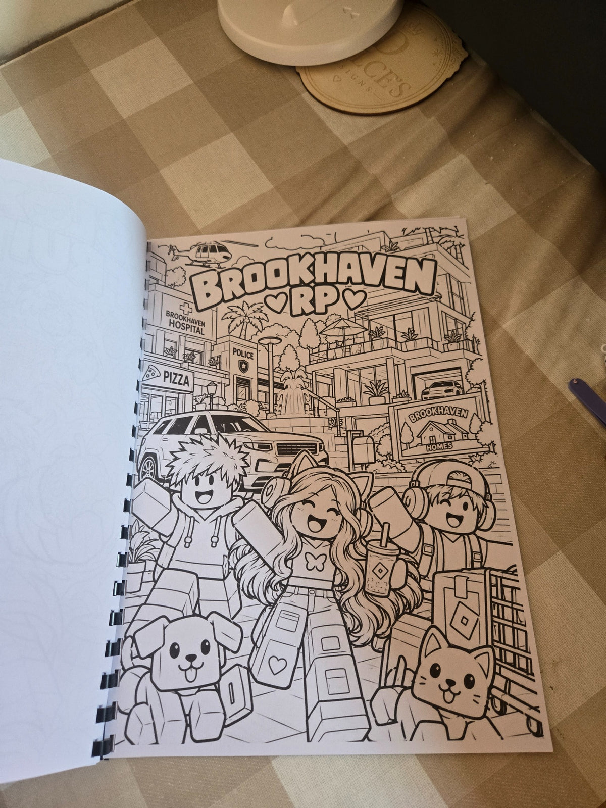 Roblox colouring book inside page Brookhaven roleplay scene