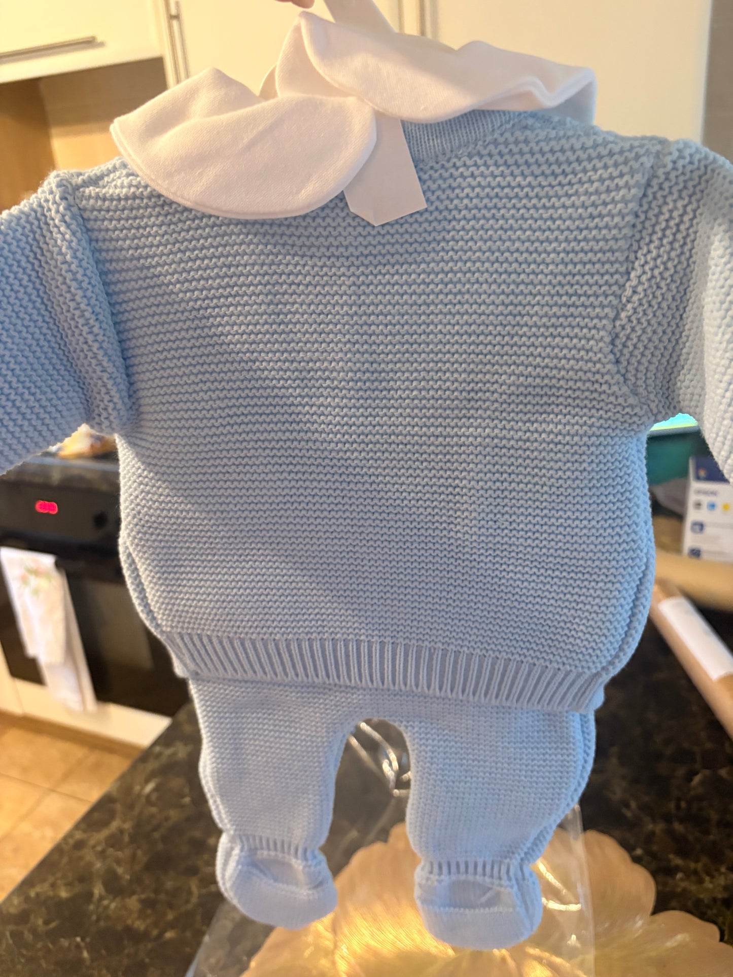 Spanish Knitted Baby Boys Set – Blue Knit 3-Piece